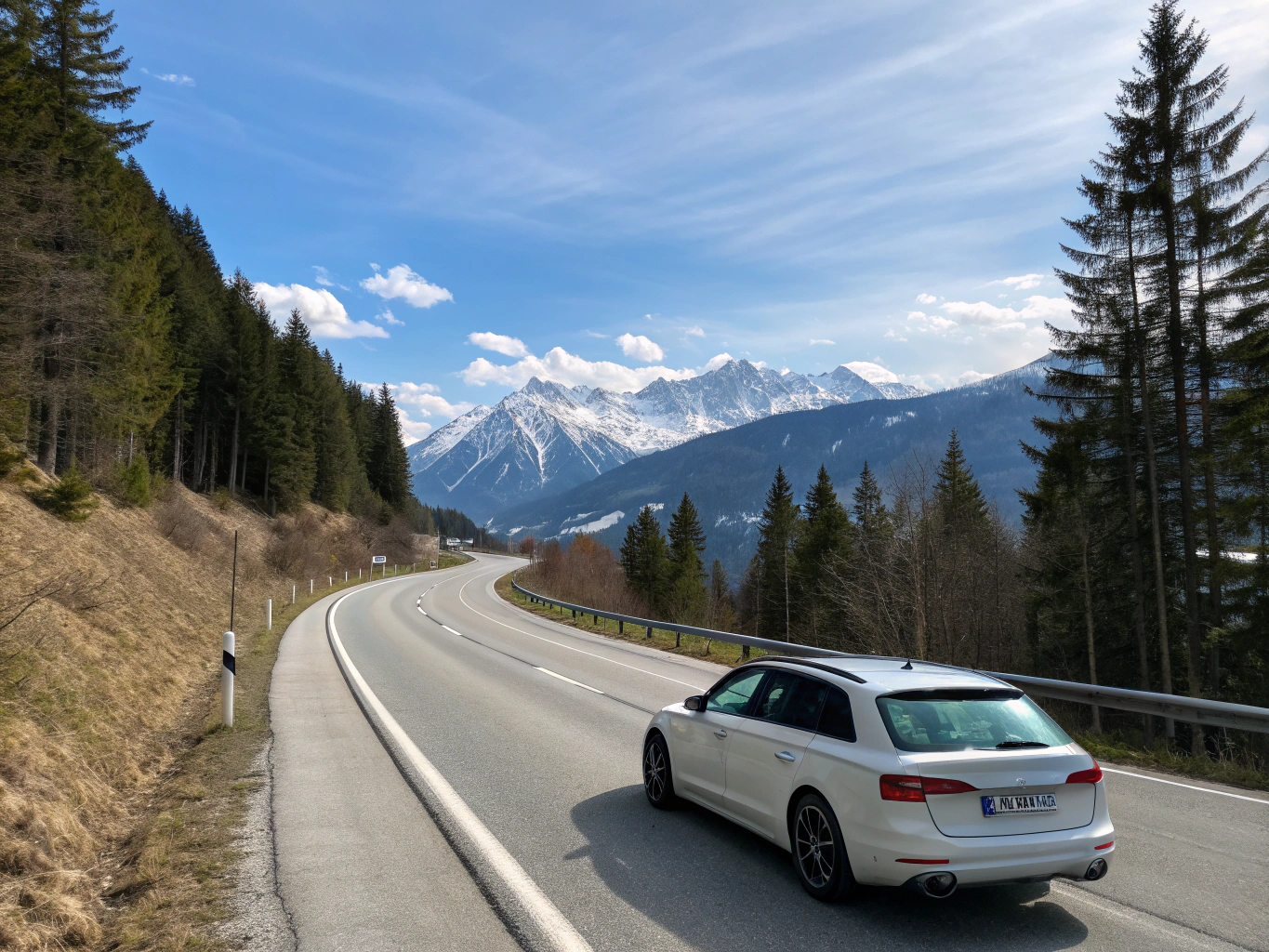 Deutsche und österreichische Autobahn mit Vignetten-Aufklebern